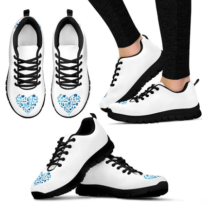 White Nurse Sneakers With Light Blue Heart