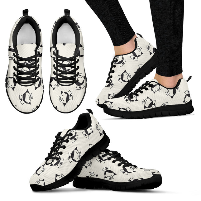White Mesh Nurse Sneaker With Smiling Nurse