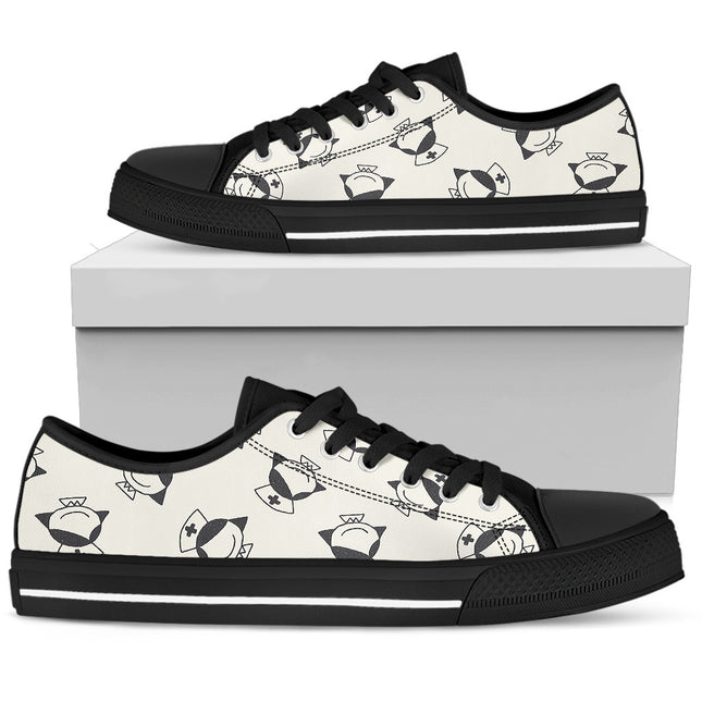 Nurse White Canvas Sneakers with Smiling Nurse