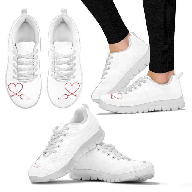 White Nurse Sneakers With Red Heart