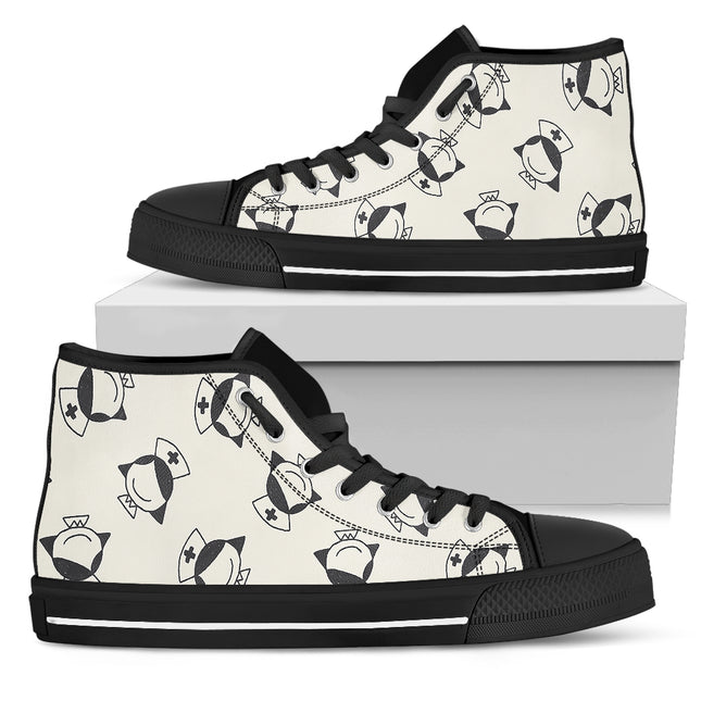 Nurse White Canvas Hi Top With Smiling Nurse