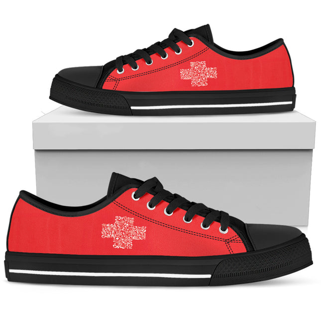 Nurse Red Canvas Sneakers With White Cross