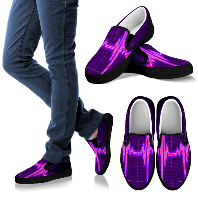 Purple Nurse Cardiogram Slip On Sneakers