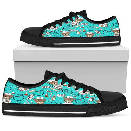 Nurse Light Blue Bear Canvas Sneakers
