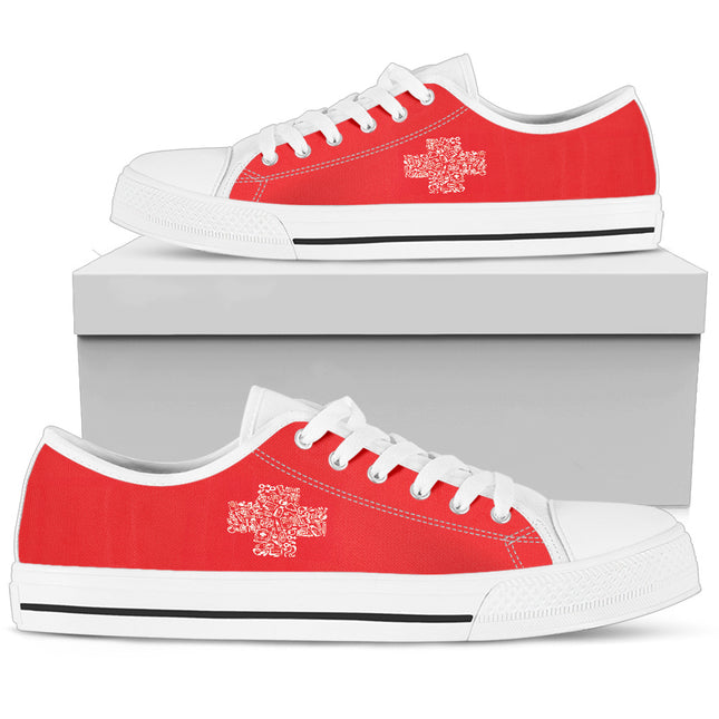 Nurse Red Canvas Sneakers With White Cross
