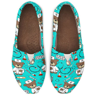 Friendly Bear Baby Blue Canvas Flats