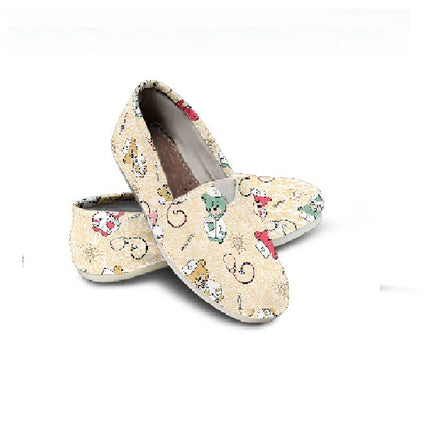 Friendly Bear Beige Canvas Nurse Flats