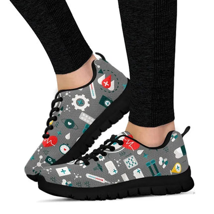 Ladies Gray Mesh Nurse Sneakers 8