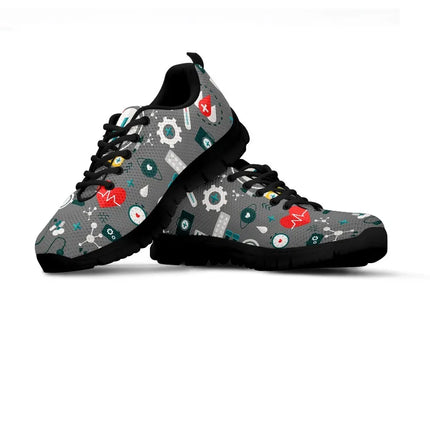 Ladies Gray Mesh Nurse Sneakers 8