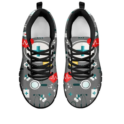 Ladies Gray Mesh Nurse Sneakers 8