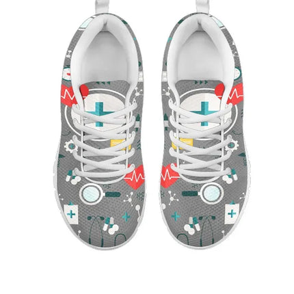 Ladies Gray Mesh Nurse Sneakers 8