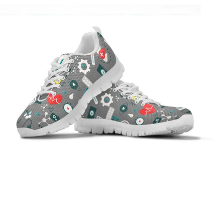 Ladies Gray Mesh Nurse Sneakers 8