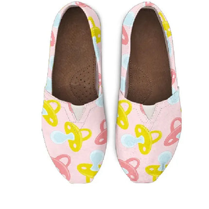 Light Pink Canvas Flats 13 With Pacifier Symbol
