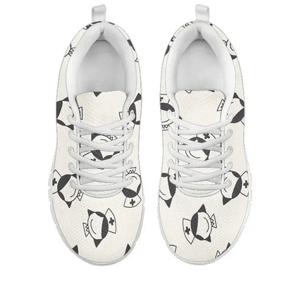 White Mesh Nurse Sneaker With Smiling Nurse