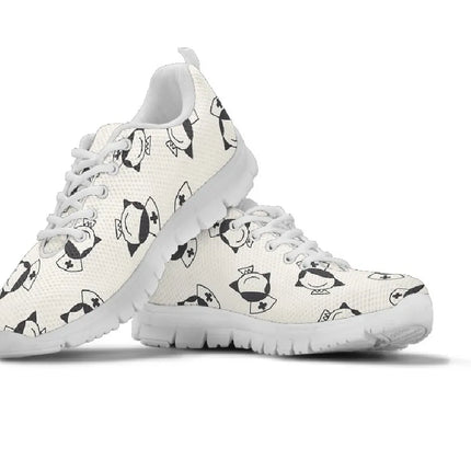 White Mesh Nurse Sneaker With Smiling Nurse