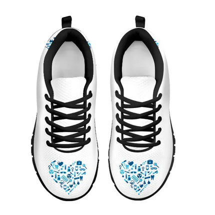 White Nurse Sneakers With Light Blue Heart