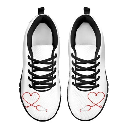 White Nurse Sneakers With Red Heart