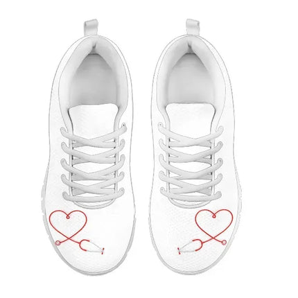 White Nurse Sneakers With Red Heart