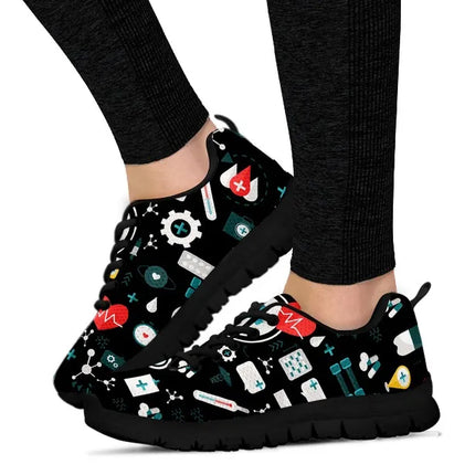 Ladies Black Mesh Nurse Sneakers 8