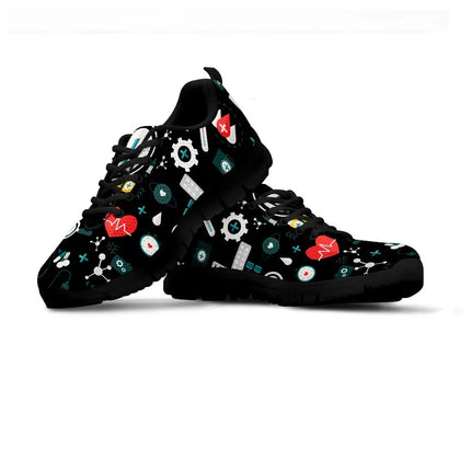 Ladies Black Mesh Nurse Sneakers 8