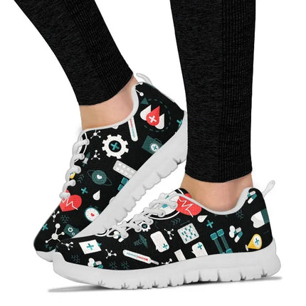 Ladies Black Mesh Nurse Sneakers 8